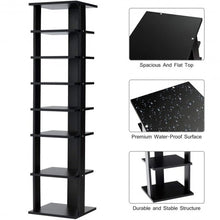 Load image into Gallery viewer, 7-Tier Shoe Rack Practical Free Standing Shelves Storage Shelves -Black
