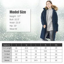 Load image into Gallery viewer, Women's Hooded Long Down Coat with Faux-fur Trim-Navy-M
