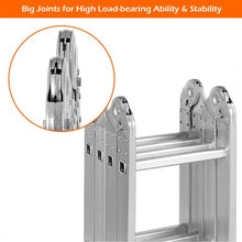 Load image into Gallery viewer, 15.5' 16-Step Multi Purpose Aluminum Folding Scaffold Ladder
