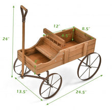 Load image into Gallery viewer, Wooden Wagon Plant Bed With Wheel for Garden Yard-Brown
