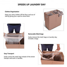 Load image into Gallery viewer, Double Laundry Hamper Storage Collapsible Basket Cothes Organizer-Brown
