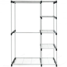 Load image into Gallery viewer, Freestanding Clothes Organizer Rack with Shelves and Hanging Rods
