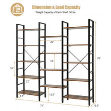 Load image into Gallery viewer, Vintage Triple Wide 5-Tier Bookcase Large Bookshelf Display Storage Shelf-Brown
