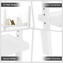 Load image into Gallery viewer, 5-Tier Wall-leaning Ladder Shelf  Display Rack for Plants and Books-White
