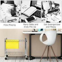 Load image into Gallery viewer, Metal Rolling File Cart for Folder Storage-Silver

