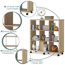 Load image into Gallery viewer, 9 Cubes Ladder Shelf Freestanding Corner Display Rack Bookshelf-Natural
