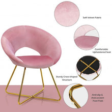 Load image into Gallery viewer, Set of 2 Accent Velvet Chairs Dining Chairs Arm Chair with Golden Legs-Pink
