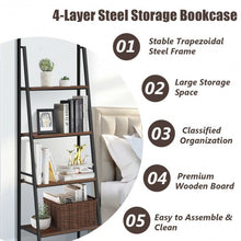 Load image into Gallery viewer, 4 Tier Bookcase Metal Frame Bookshelf Storage Plant Stand
