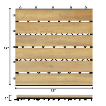 Load image into Gallery viewer, 10 PCS 12" x 12" Acacia Wood  Interlocking Stripe Deck Tiles
