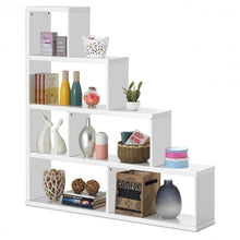 Load image into Gallery viewer, 6 Cubes Ladder Shelf Corner Bookshelf Storage Bookcase-White
