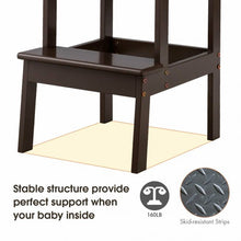 Load image into Gallery viewer, Wooden Kids Kitchen Learning Toddler Tower w/ Safety Rail-Coffee
