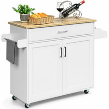Load image into Gallery viewer, Rolling Kitchen Island Cart with Towel and Spice Rack-White
