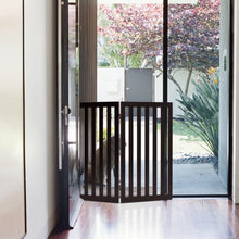 Load image into Gallery viewer, 35" Folding Standing 2/4 Panel Wood Pet Fence-Brown-A
