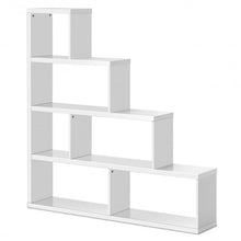 Load image into Gallery viewer, 6 Cubes Ladder Shelf Corner Bookshelf Storage Bookcase-White
