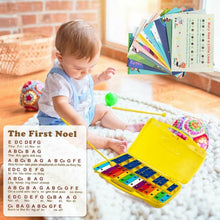 Load image into Gallery viewer, 25 Notes Kids Glockenspiel Chromatic Metal Xylophone-Yellow
