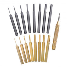 Load image into Gallery viewer, 18 Pcs Brass &amp; Steel Punch Set Solid w/ Automatic Pin Center Pouch
