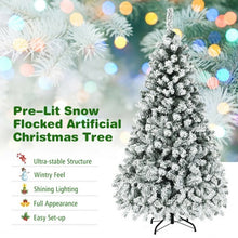 Load image into Gallery viewer, Pre-Lit Premium Snow Flocked Hinged Artificial Christmas Tree-6'
