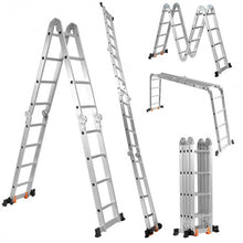 Load image into Gallery viewer, 15.5' 16-Step Multi Purpose Aluminum Folding Scaffold Ladder
