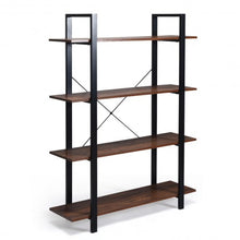 Load image into Gallery viewer, 4-Tiers Bookshelf Industrial Bookcases Metal Frame Shelf Stand
