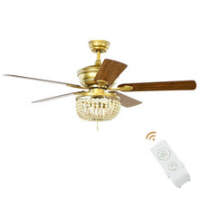 Load image into Gallery viewer, 52" Retro Ceiling Fan Light with Reversible Blades Remote Control-Golden
