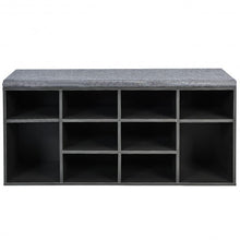 Load image into Gallery viewer, 10-Cube Organizer  Entryway Padded Shoe Storage Bench-Gray
