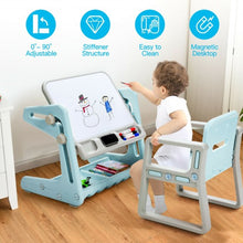 Load image into Gallery viewer, 2 in 1 Kids Easel Table and Chair Set  with Adjustable Art Painting Board-Blue
