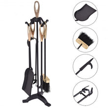 Load image into Gallery viewer, 5 pcs Stylish Gold Iron Fireplace Tools Set
