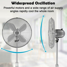 Load image into Gallery viewer, 16" Metal Adjustable Oscillating Pedestal Fan-Silver
