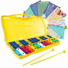 Load image into Gallery viewer, 25 Notes Kids Glockenspiel Chromatic Metal Xylophone-Yellow
