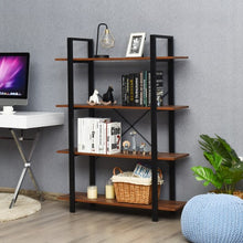 Load image into Gallery viewer, 4-Tiers Bookshelf Industrial Bookcases Metal Frame Shelf Stand
