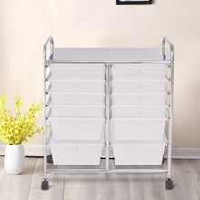 Load image into Gallery viewer, 12 Storage Drawer Organizer Bins Rolling Cart
