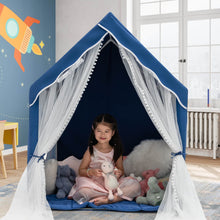 Load image into Gallery viewer, Large Kids Play Tent with Removable Cotton Mat-Blue
