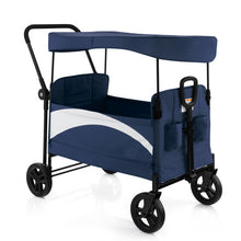 Load image into Gallery viewer, 2-Seat Stroller Wagon with Adjustable Canopy and Handles-Navy
